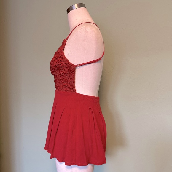 Star Spangled Rust Red Backless Lace Romper - Picture 3 of 10